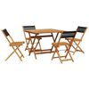vidaXL Set de comedor jard&iacute;n 5 pzas polipropileno madera maciza negro