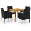vidaXL Juego de comedor para jard&iacute;n de 5 piezas negro