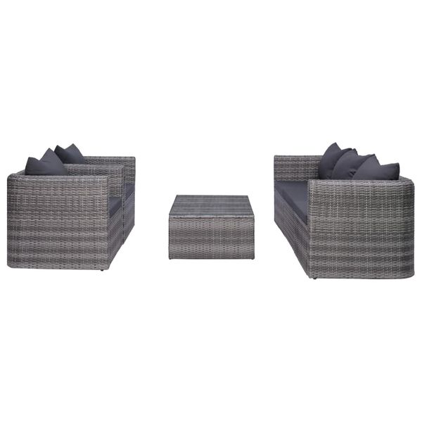vidaXL Set de muebles de jardín y cojines 6 pzas ratán sintético gris