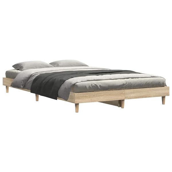 vidaXL Estructura de cama sin colch&oacute;n madera roble Sonoma 120x200 cm