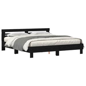 vidaXL Estructura de cama con LED Roble Negro 200 x 200 cm