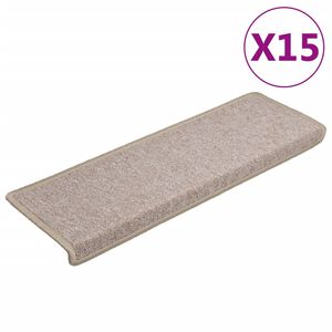 vidaXL Alfombrillas para escaleras 15 unidades 65x21x4 cm Gris topo Borde rectangular