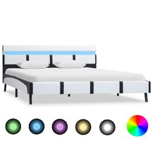 vidaXL Estructura de cama con LED cuero sint&eacute;tico blanco 160x200 cm