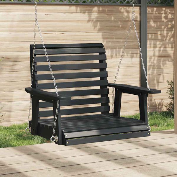 vidaXL Silla columpio jard&iacute;n con cadenas de metal madera abeto negro
