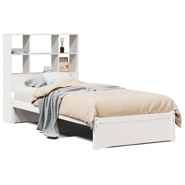 vidaXL Cama con estantería sin colchón madera maciza de pino 90x190 cm