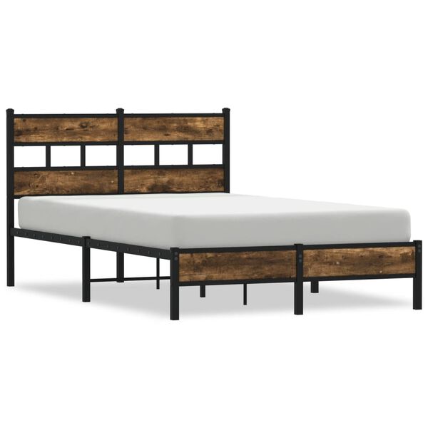 vidaXL Estructura cama con cabecero sin colch&oacute;n roble Sonoma 120x190cm