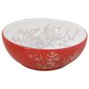 vidaXL Lavabo sobre encimera redondo cer&aacute;mica blanco y rojo &Phi;41x14 cm