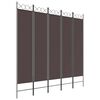 vidaXL Biombo divisor de 5 paneles de tela marr&oacute;n 200x200 cm
