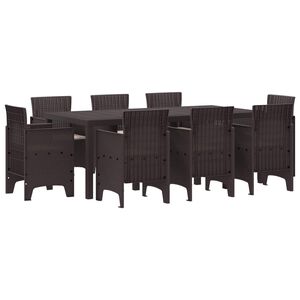 vidaXL Conjunto de Comedor de Jard&iacute;n 9 uds. Marr&oacute;n Polipropileno