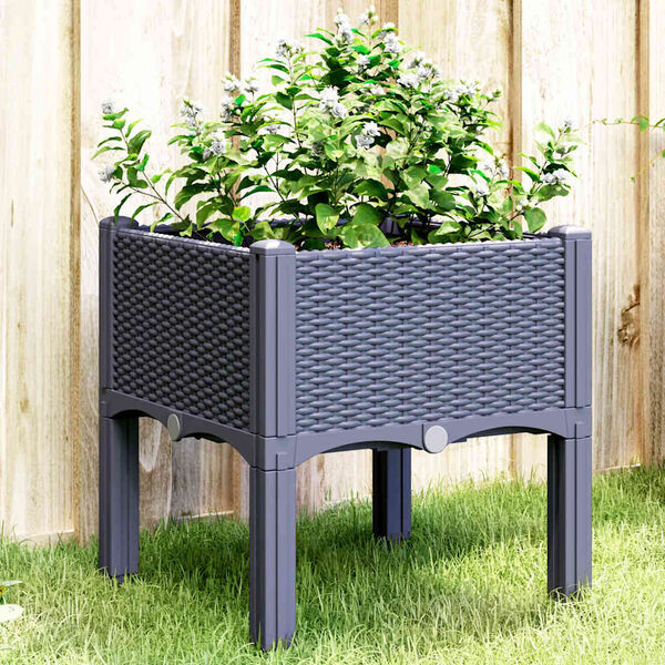 vidaXL Jardinera con patas PP azul gris 40x40x42 cm