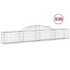 vidaXL Cestas de gaviones 30 uds forma de arco hierro 300x30x40/60 cm