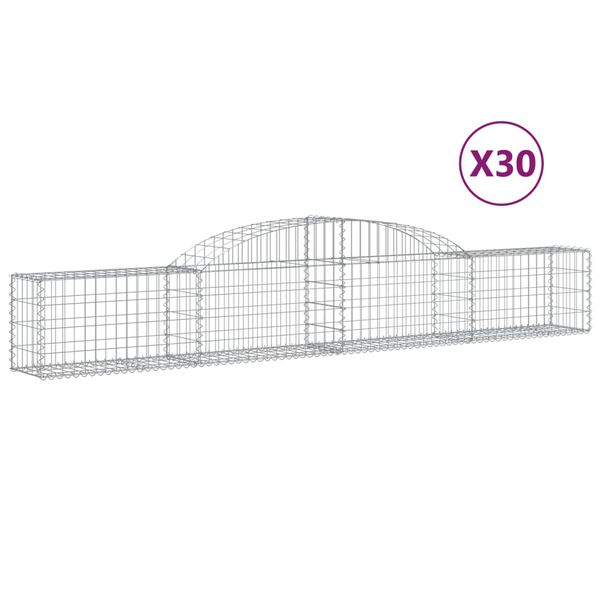 vidaXL Cestas de gaviones 30 uds forma de arco hierro 300x30x40/60 cm