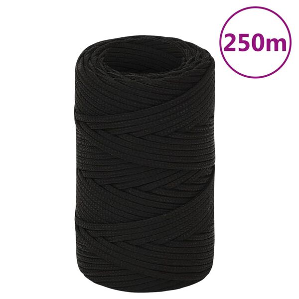 vidaXL Cuerda de trabajo poli&eacute;ster negro 2 mm 250 m