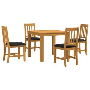vidaXL Conjunto de comedor 5 uds. Negro Madera de Roble S&oacute;lido