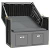 vidaXL Silla Strandkorb y dosel rat&aacute;n PE y madera antracita y negro