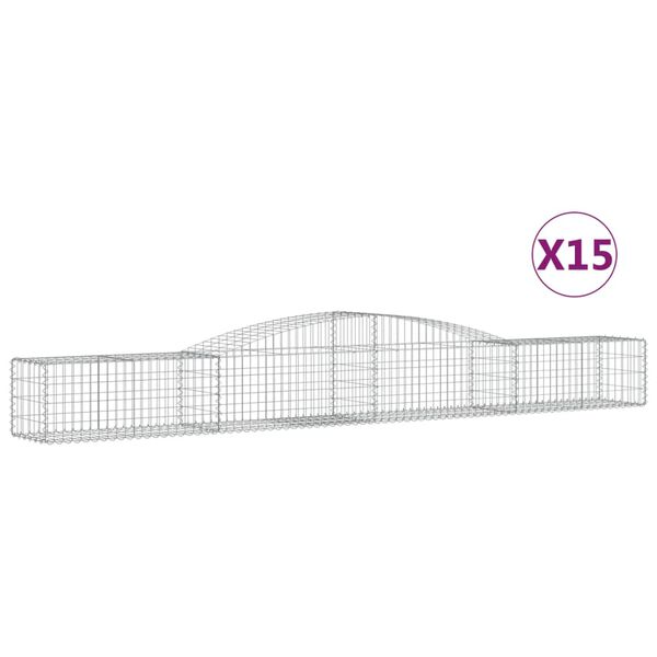 vidaXL Cestas de gaviones 15 uds forma de arco hierro 400x50x40/60 cm
