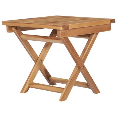vidaXL Tumbona plegable con mesa de madera maciza de teca
