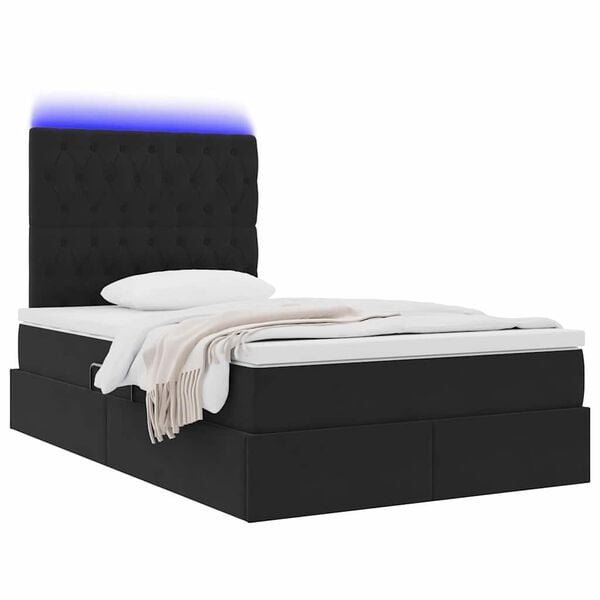 vidaXL Cama con almacenamiento y LED Negro 120 x 190 cm Terciopelo