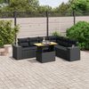 vidaXL Set de comedor de jard&iacute;n 7 pzas y cojines rat&aacute;n sint&eacute;tico negro