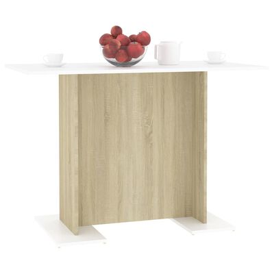 vidaXL Mesa de comedor madera contrachapada blanco roble 120x60x76 cm