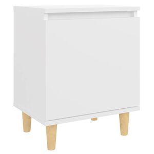 vidaXL Mesita de noche con patas de madera maciza blanco 40x30x50 cm