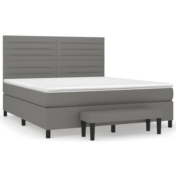 vidaXL Cama box spring con colch&oacute;n tela gris oscuro 180x200 cm