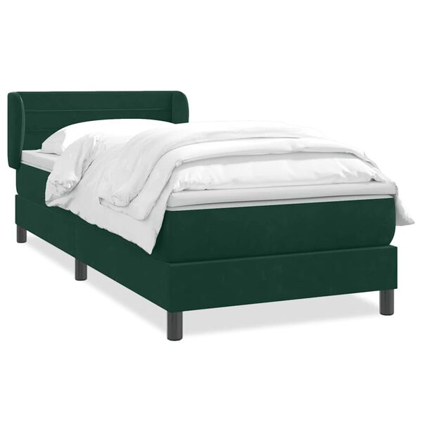 vidaXL Cama box spring con colch&oacute;n terciopelo verde oscuro 80x220 cm