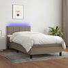 vidaXL Cama box spring colch&oacute;n y luces LED tela gris taupe 90x190 cm