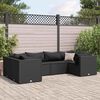 vidaXL Set muebles de jard&iacute;n 6 piezas y cojines rat&aacute;n sint&eacute;tico negro