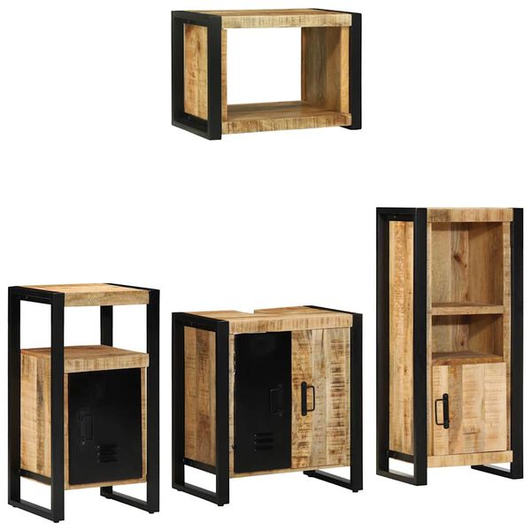 vidaXL Juego de muebles de ba&ntilde;o con caj&oacute;n 4 pcs Madera de mango maciza
