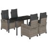 vidaXL Set comedor de jard&iacute;n 5 piezas con cojines rat&aacute;n sint&eacute;tico gris