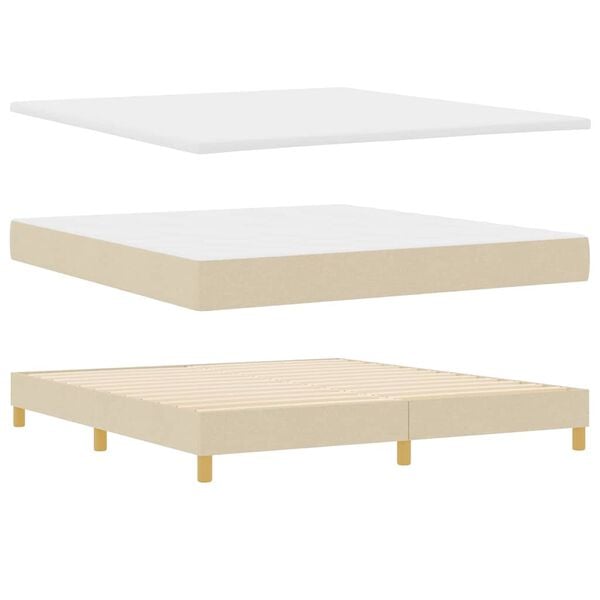 vidaXL Cama tipo Box Spring con colch&oacute;n Crema 200 x 180 cm Poli&eacute;ster