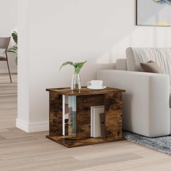 vidaXL Estante de revistas con estante Roble ahumado 35 x 35 x 45 cm