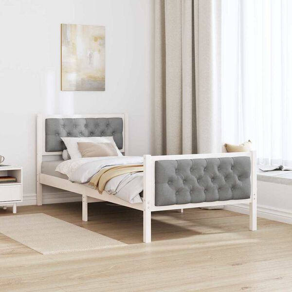 vidaXL Estructura de cama Gris Claro 90 x 200 cm Madera de pino macizo