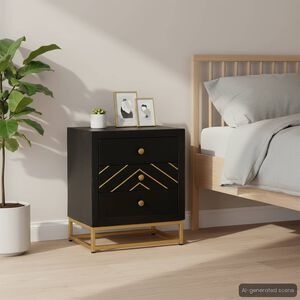vidaXL Mesita de noche madera maciza mango negro y dorado 40x30x50cm