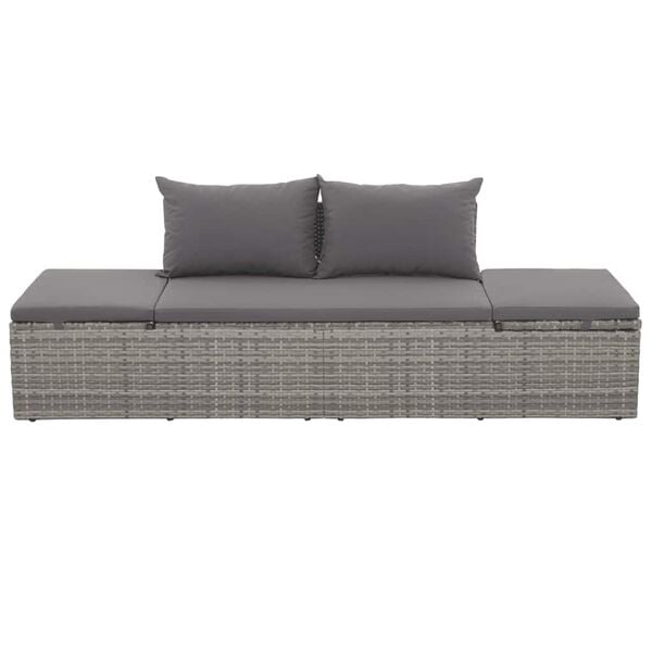 vidaXL Cama de jardín 195x60 cm ratán sintético gris