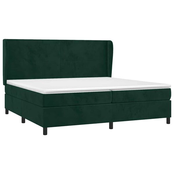 vidaXL Cama box spring con colch&oacute;n terciopelo verde oscuro 200x200 cm
