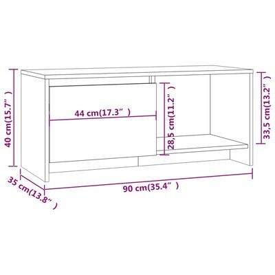 vidaXL Mueble de TV madera de ingeniería roble ahumado 90x35x40 cm