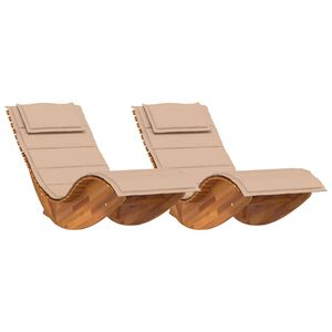 vidaXL Tumbona con coj&iacute;n 2 pcs Marr&oacute;n Madera de Acacia S&oacute;lida