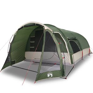 vidaXL Tienda de campa&ntilde;a familiar t&uacute;nel 8 personas impermeable verde