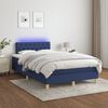 vidaXL Cama box spring con colch&oacute;n y luces LED tela azul 120x190 cm