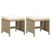 vidaXL Taburetes de jard&iacute;n 2 uds con cojines rat&aacute;n sint&eacute;tico beige