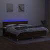 vidaXL Cama box spring con colch&oacute;n LED tela marr&oacute;n oscuro 160x200 cm