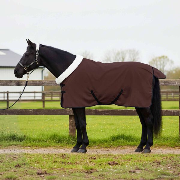 vidaXL Manta para Caballo Marr&oacute;n Oscuro Completo 95 cm Forro polar