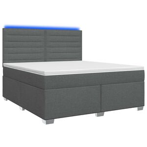vidaXL Cama box spring con colch&oacute;n Gris oscuro 140 x 190 cm Tela