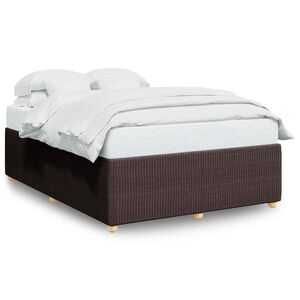 vidaXL Cama sin colch&oacute;n tela marr&oacute;n oscuro 140x190 cm