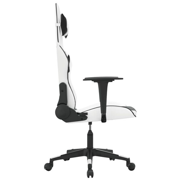 vidaXL Silla gaming cuero sint&eacute;tico blanco y negro