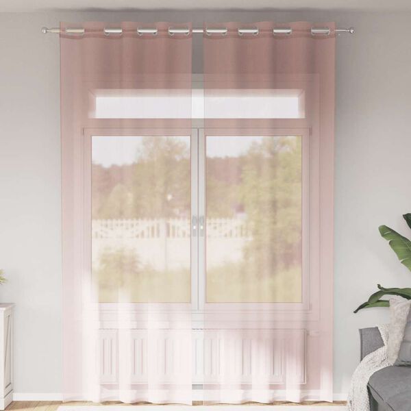 vidaXL Cortinas de gasa con ojales 2 uds rosa claro 140x300 cm