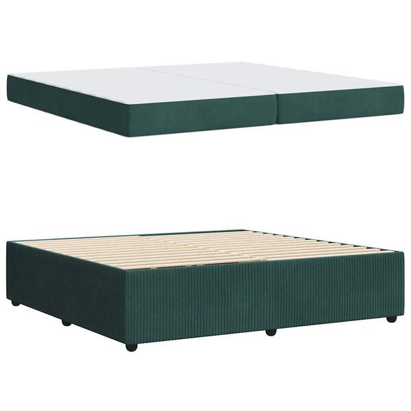 vidaXL Estructura de cama con colch&oacute;n Verde oscuro 200 x 200 cm tela