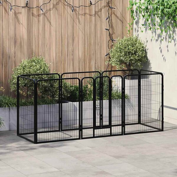 vidaXL Corral para perros 8 paneles de acero 80x100 cm negro
